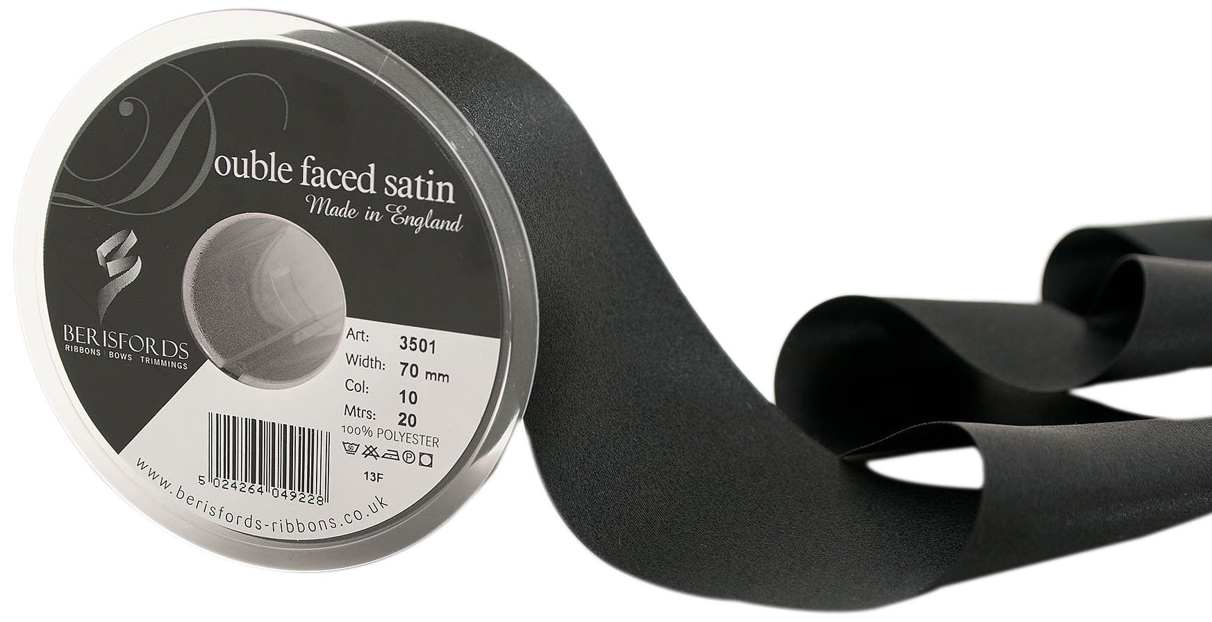 Berisfords Ribbon, Black, 70 mm