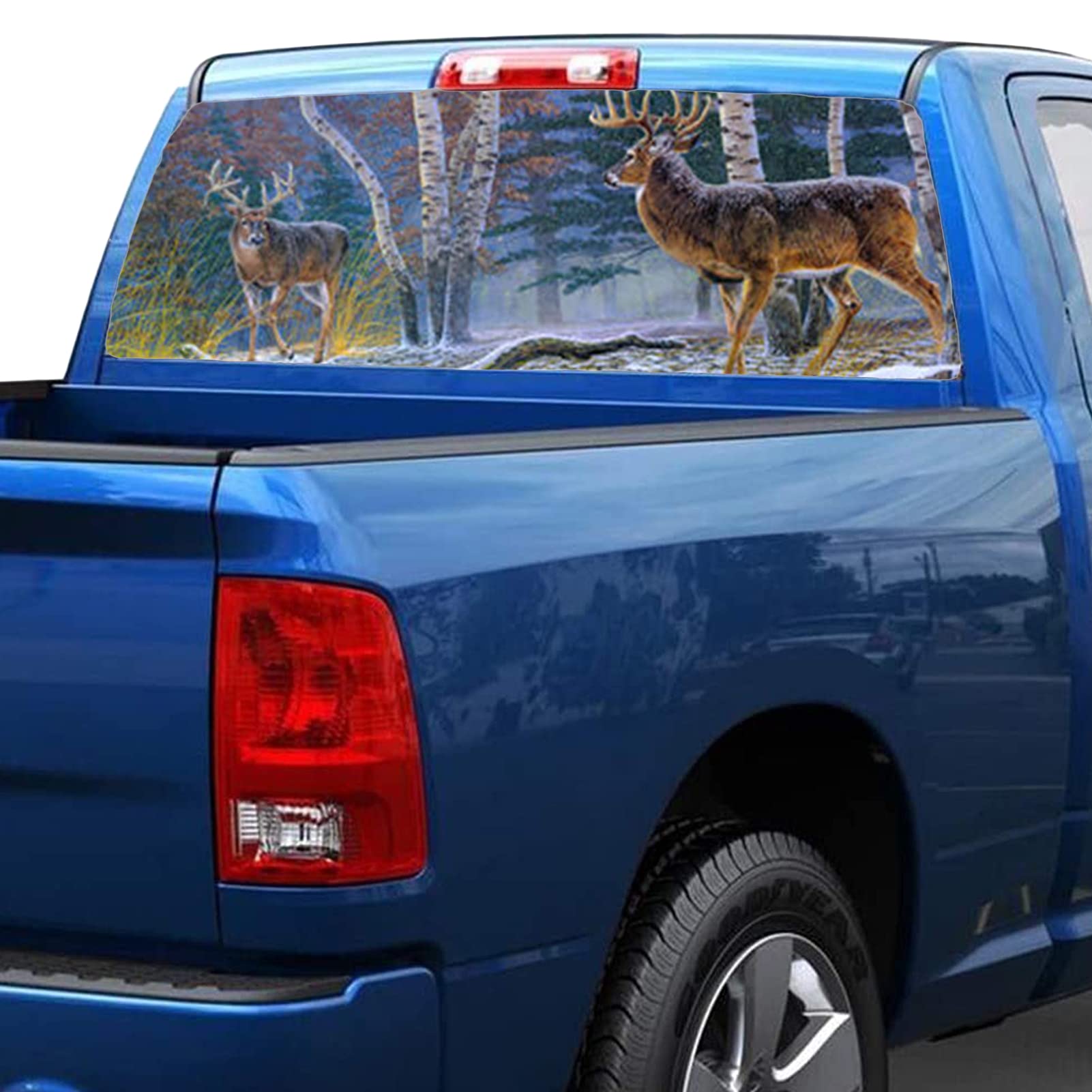 Decalcomania grafica per lunotto posteriore per auto, motivo: cervi forestali, per camion, SUV, furgoni, minivan, adesivi universali per auto, 165 x 56 cm