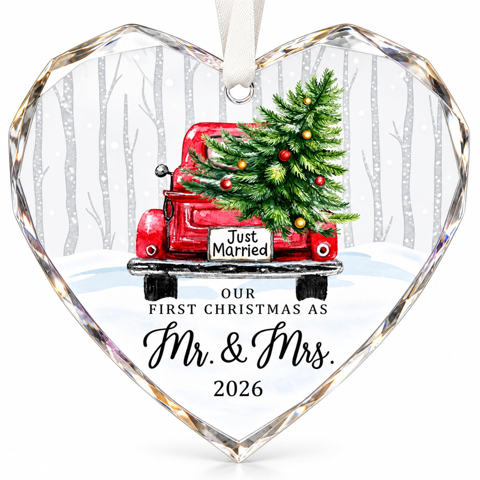 First Christmas Married Ornament 2026, Mr & Mrs Wedding Gifts for Newlyweds