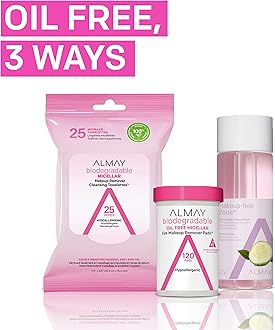 Almay Makeup Remover Pads, Micellar Gentle, Longwear & Waterproof, Hypoallergenic, Fragrance Free, Dermatologist & Ophthalmologist Tested, 120 Pads (Pack of 1)