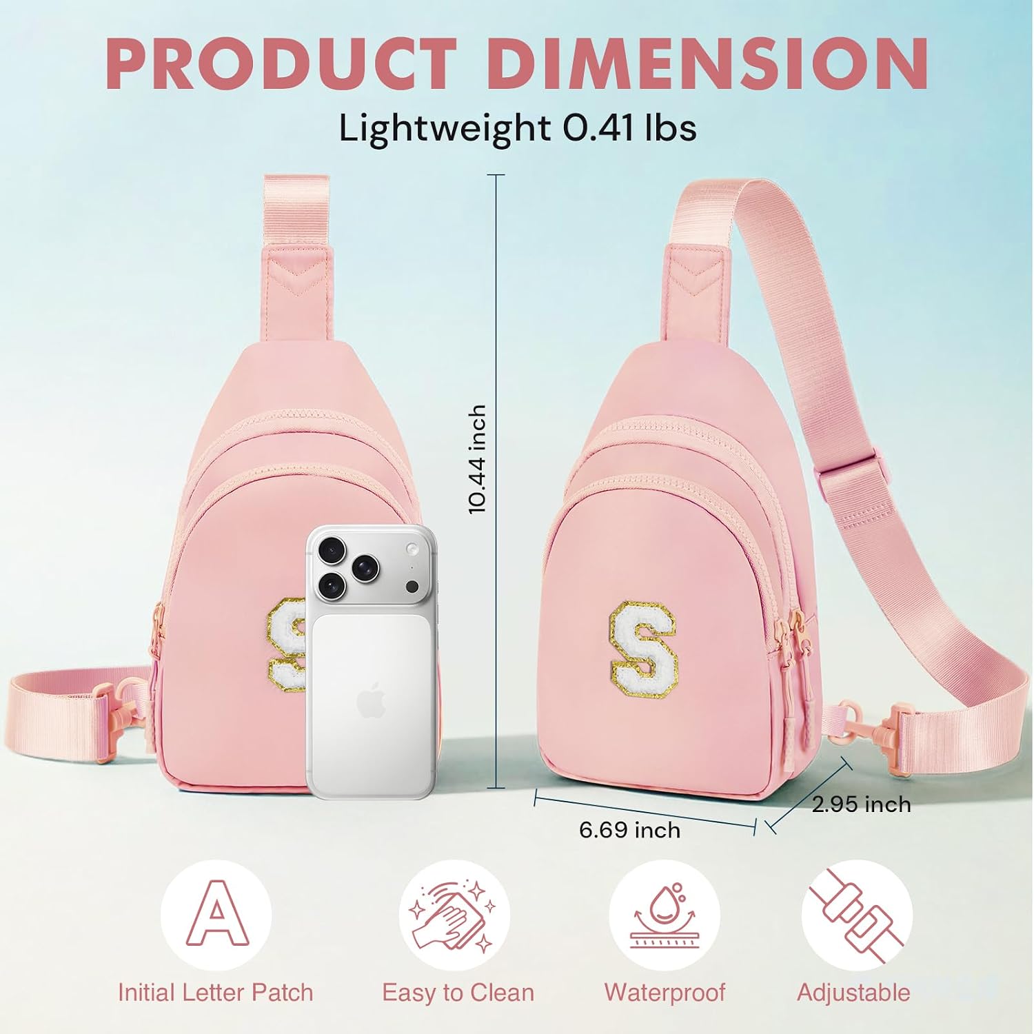 Initial Small Sling Bag for Girls Crossbody Bags Fanny Packs for Girls, Personalized Birthday Gifts for 7 8 9 10 11 12 13 Year Old Girl Teen Gifts Trendy Stuff Kid Cute Purse, Pink, S