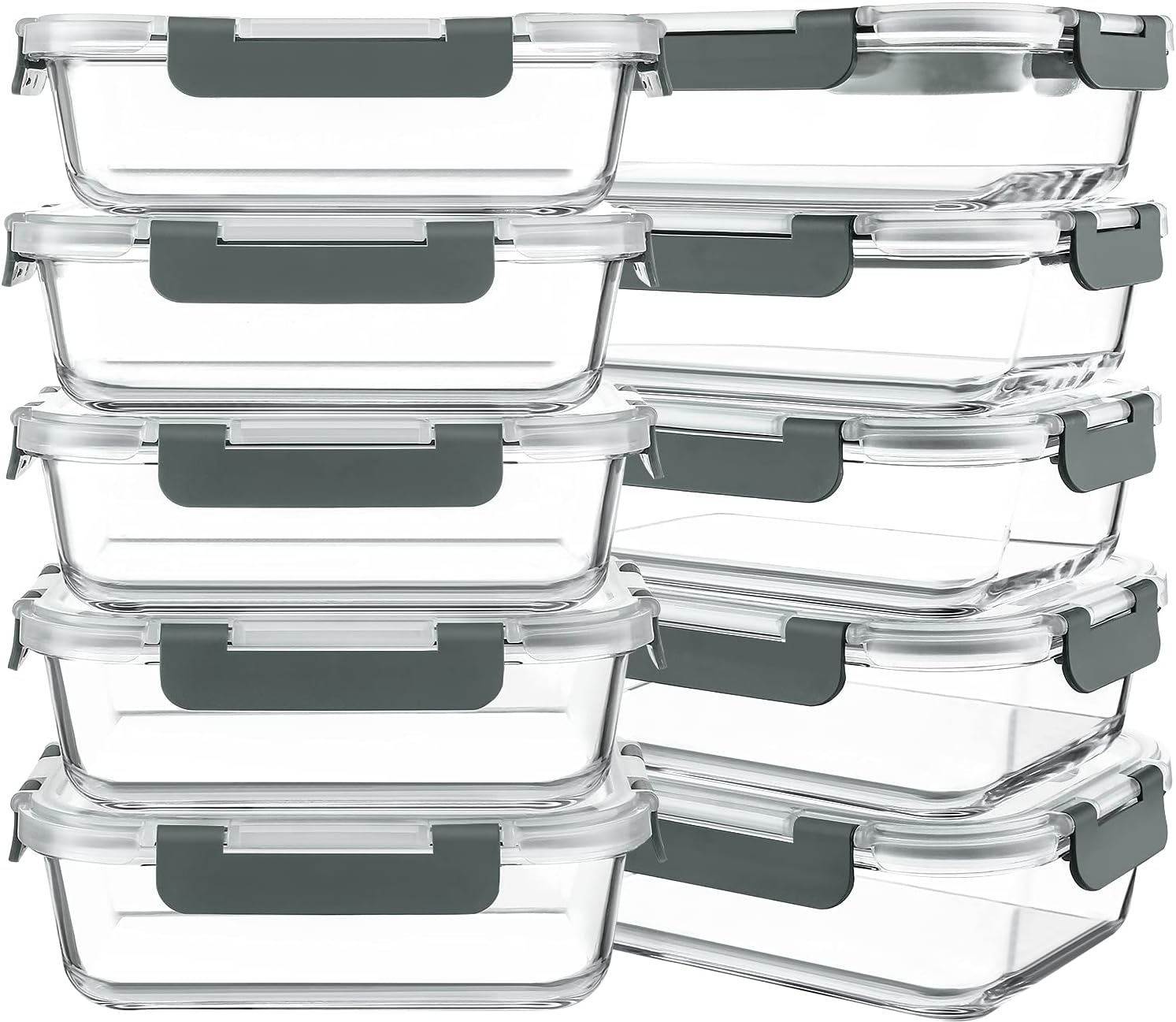 KOMUEE 10-Pack 30oz Glass Meal Prep Containers