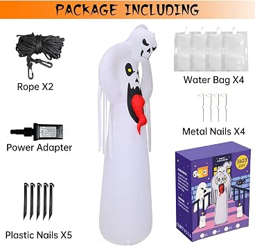 DomKom Halloween Inflatable Blow Up Decorations, 12FT Giant Terrible Spooky Ghost, Built-in LEDs for Holiday Party, Garden, Lawn, Yard, Patio Decor