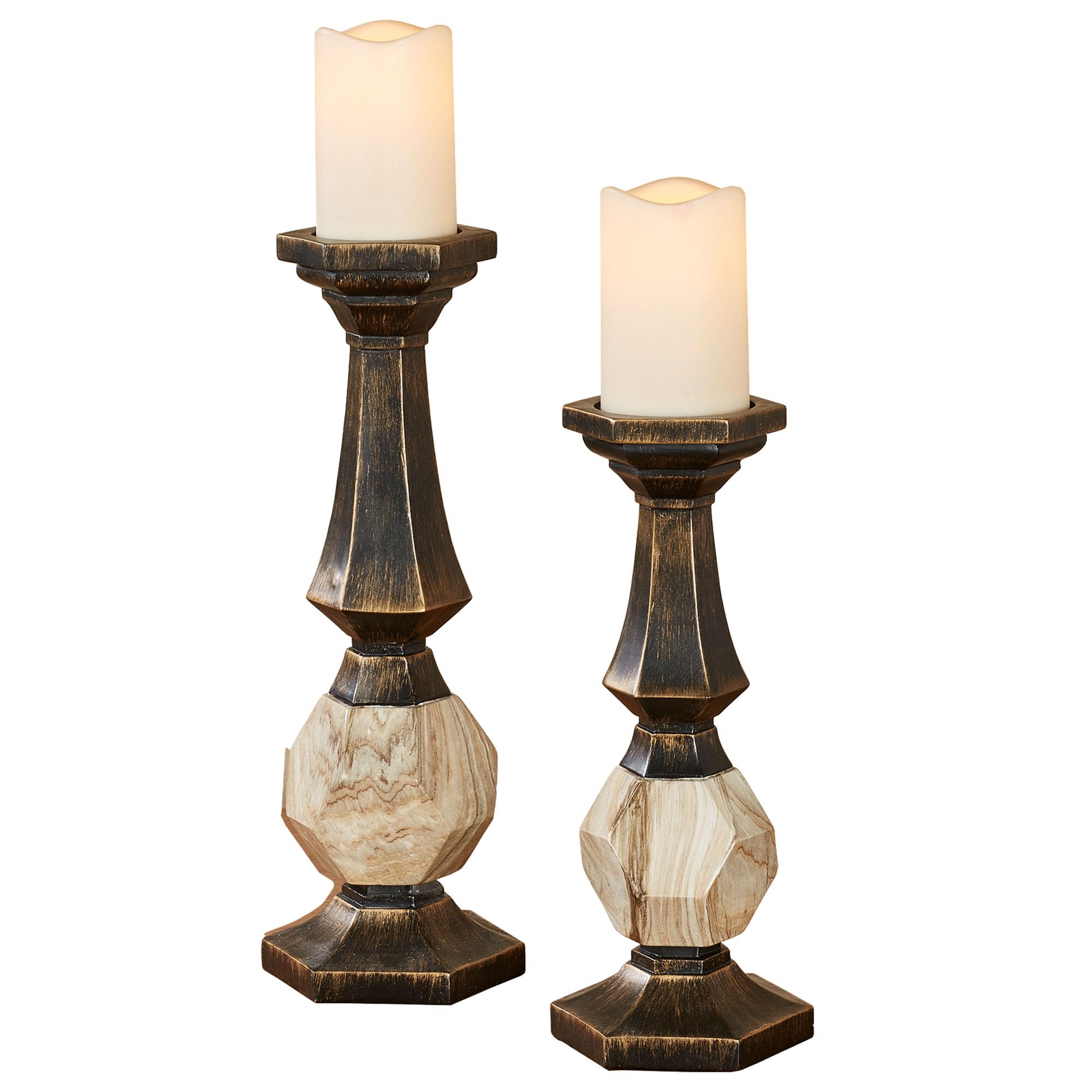 Zane Candleholders Black/Gold Set of Two