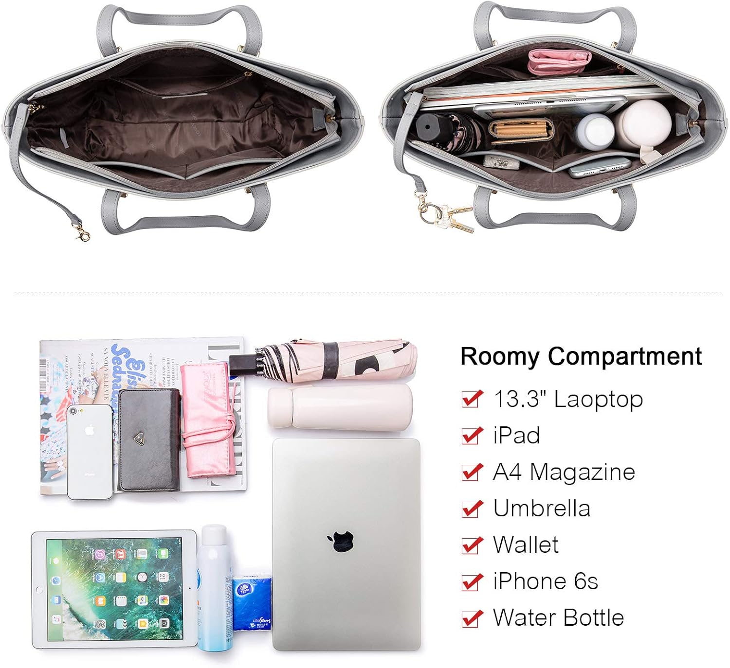 Miniatura 3 de LOVEVOOK Monederos y bolsos para mujer bolsas de mano de moda bolsa de hombro asa superior juego de 3 piezas