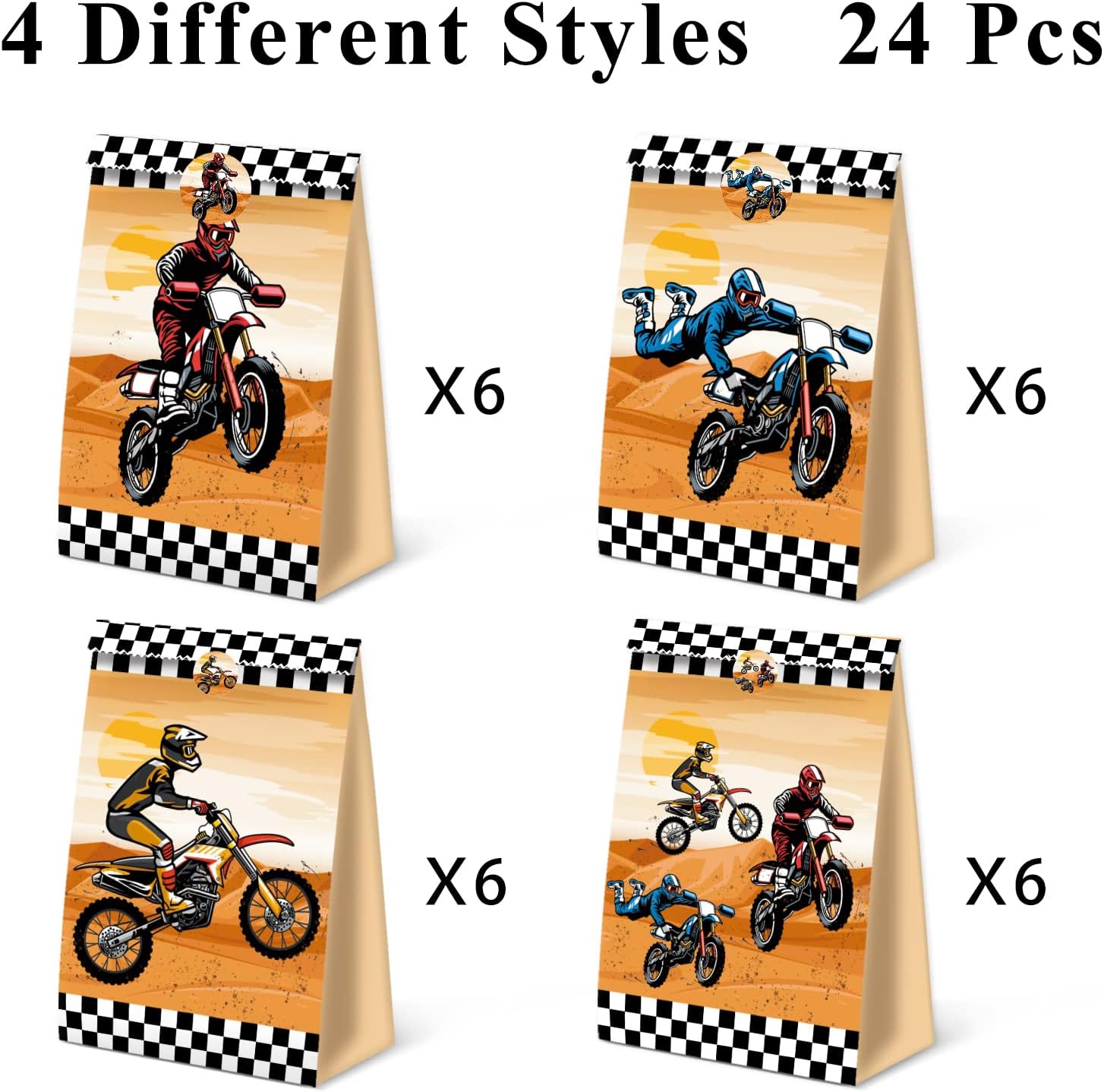 24pcs Dirt Bike Party Bags Motorcycle Birthday Party Supplies Dirt Bike Party Favors Motorcycle Birthday Decorations Dirt Bike Candy Gift Bags for Kids image 5