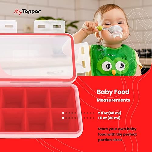 Miniatura 10 de IceTopper Plus - Bandeja para cubitos de hielo con 2 tapas adjuntas, moldes para cubitos de hielo de fácil liberación, 16 cubos por bandeja,