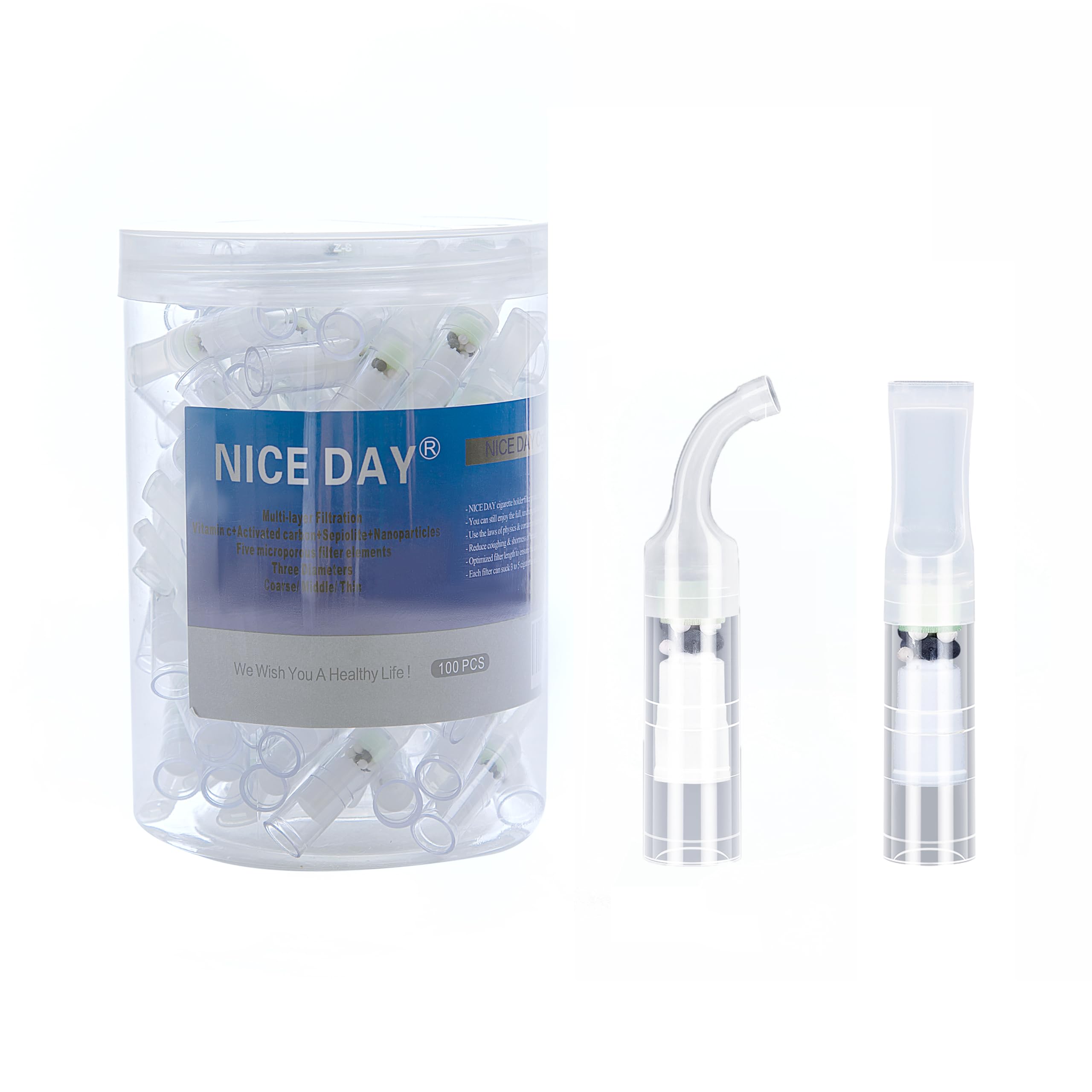 Cigarette Filters Silicone Soft Mouth, 5cm Extended Size, Multi-Layer Filtration, Three Diameters, Coarse/Middle/Thin Disposable Super Clean Reduces Tar Tobacco Filter Tip Mouthpiece