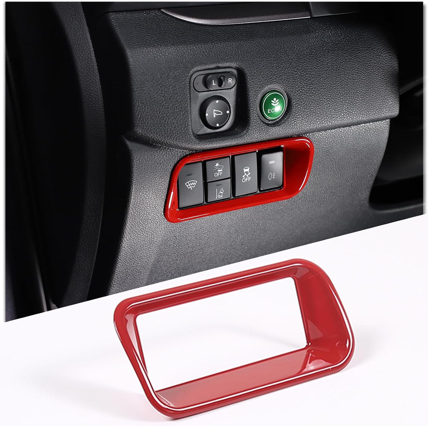Fog Lamp Button Trim Cover Left Console Fog Light Switch Panel Trim Cover Fit for Honda Pilot 2015-2022 Headlight Lamp Button Trim Switch Cover Sticker (Carbon Fiber Pattern)