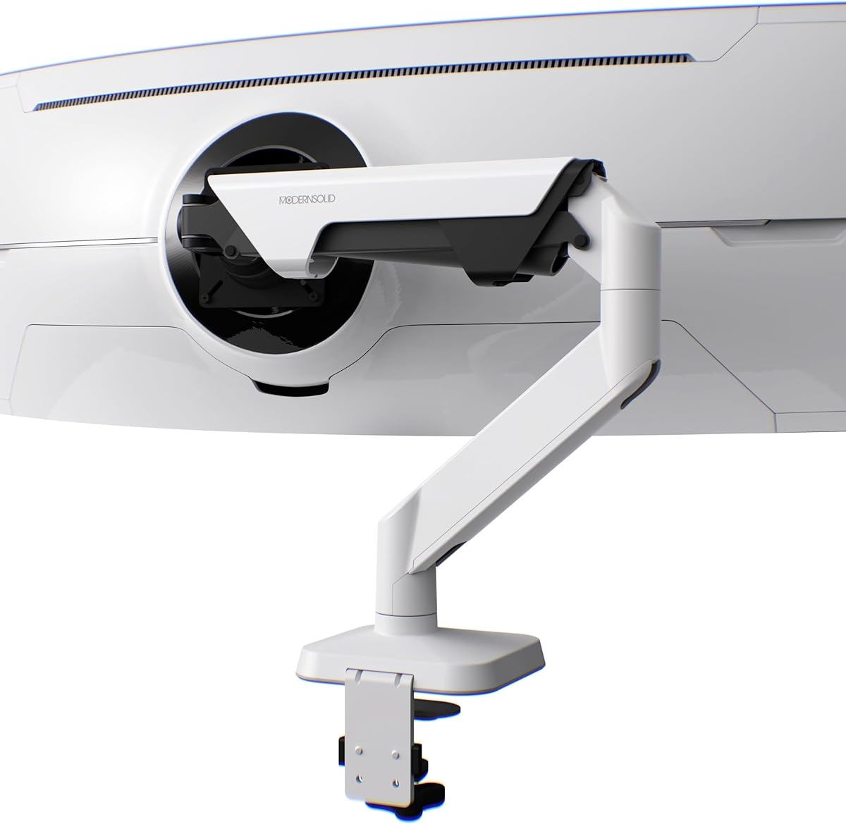 Heavy Duty Monitor Arm Desk Mount for 34-49 Inch Ultrawide Curved Monitors, Supports 14-38 lbs, Gas Spring Ergonomic Full Motion with Cable Management, Red Dot Design Awarded, White
