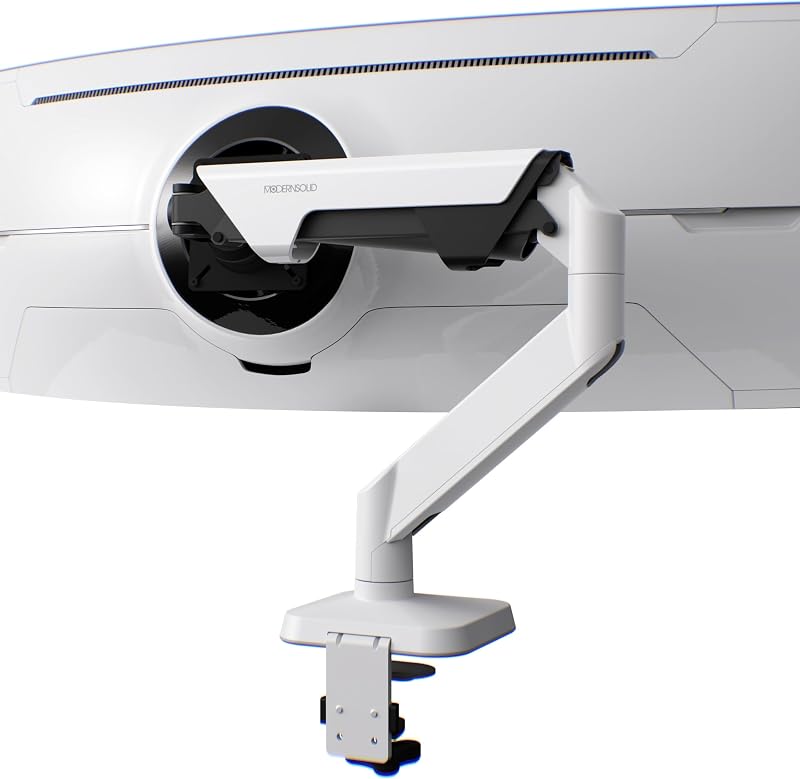Heavy Duty Monitor Arm for 34-49 Inch Ultrawide Curved Screens | 14-38 lb Support,Gas Spring Full Motion,Cable Management,VESA 75x75/100x100,Red Dot Award-Winning Design,White