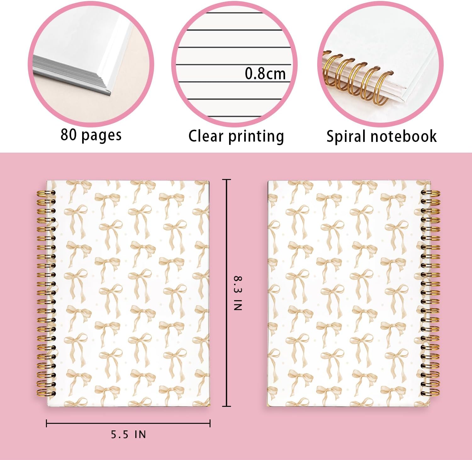 Coquette Beige Bow Notebook Journal, Preppy Aesthetic Journal image 5