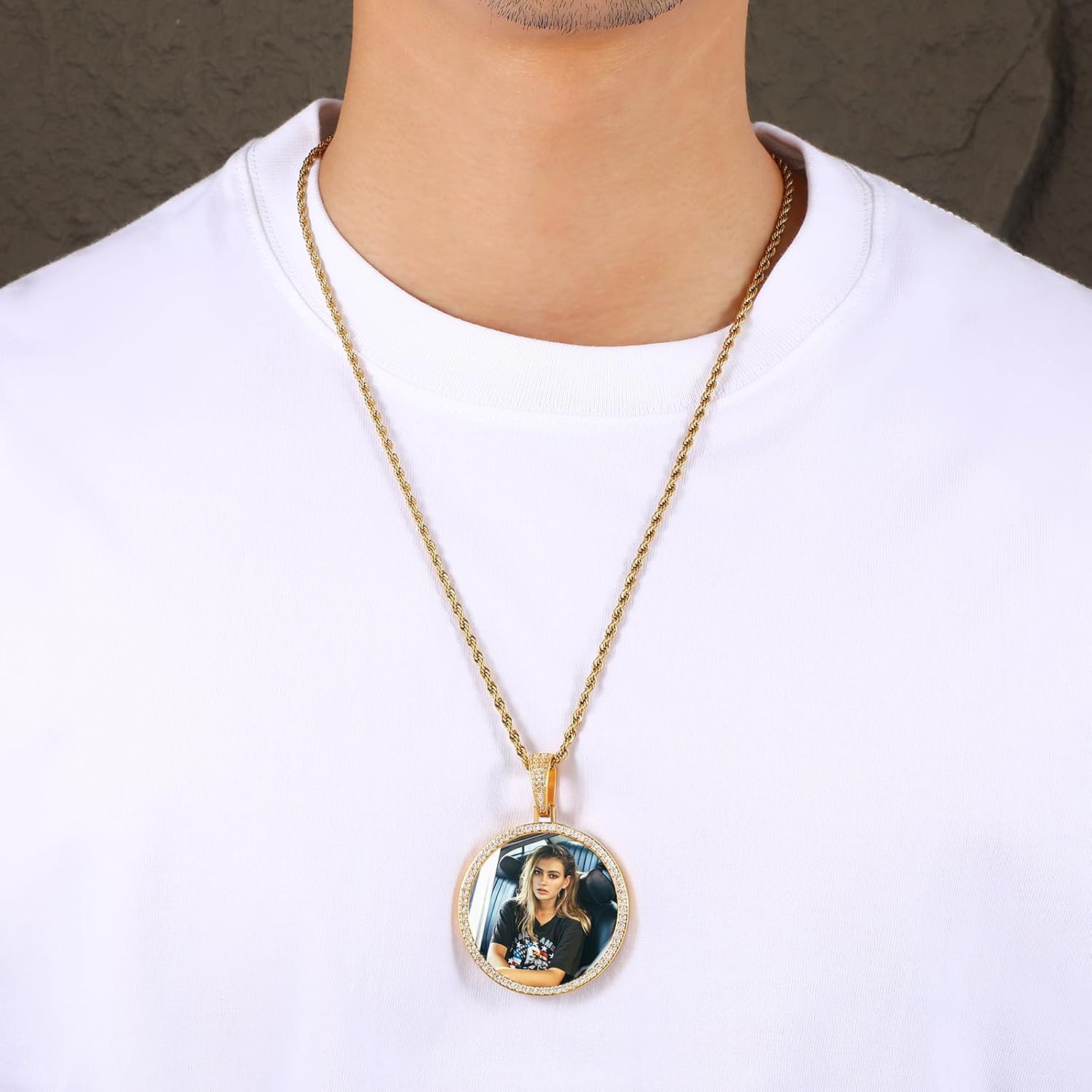 YIMERAIRE Custom Necklace Picture Medium Pendant Necklace Iced Out Picture Chain for Men Personalized Photo Necklaces for Women - Image 5