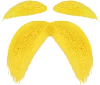 Mustache and Eyebrows Fake Beard for Adults, Self-Adhesive Cosplay Halloween Costume Accessories with Comb, Funny Party Favor