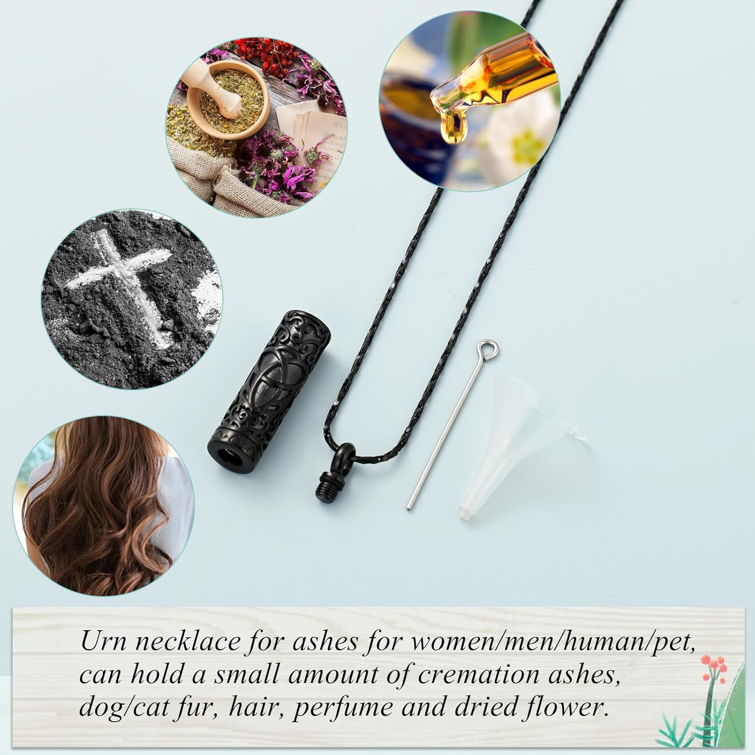 Imrsanl Celtic Knot Cremation Jewelry for Ashes Stainless Steel Cylinder Urn Necklace Memorial Pendant Human Pet Ashes Holder Keepsake for Women Men - Image 3