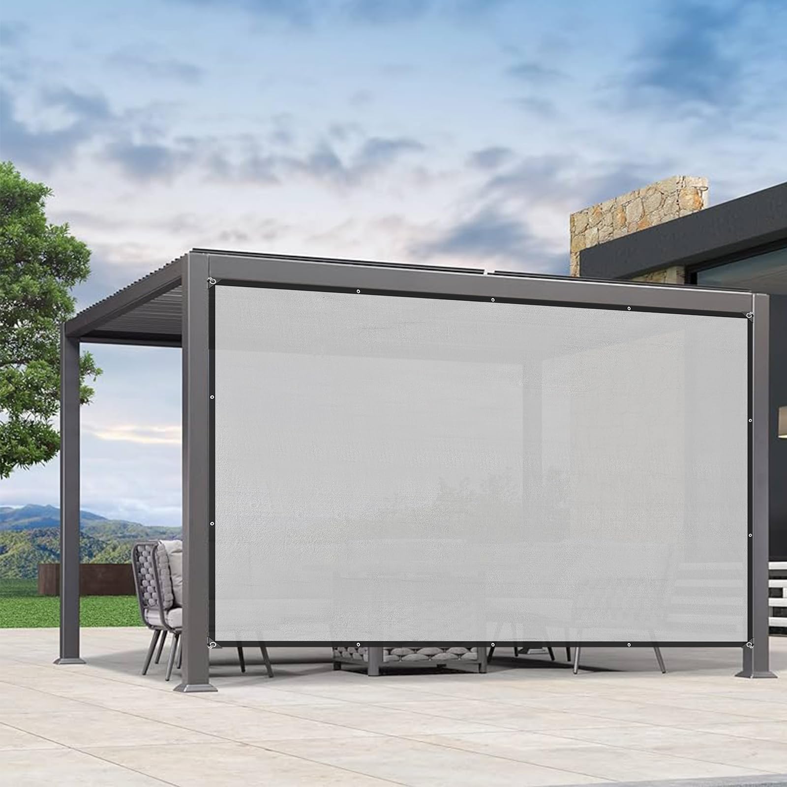 Pergola Shade Cover 6'X8' Sand Outdoor Sun Shade Cloth with Grommets Shade for Patio, Carport, Backyard (Grey Color)