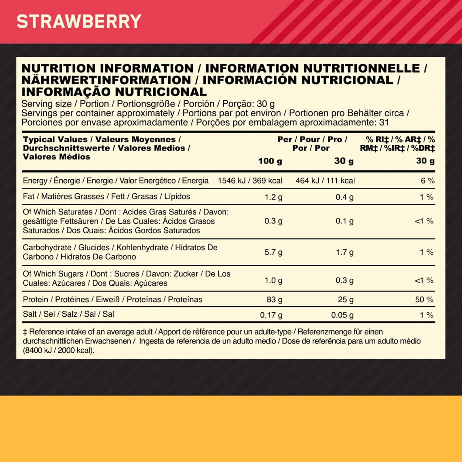 Optimum Nutrition 100% Gold Standard Isolate Proteine Whey in Polvere con BCAA Gusto Fragola 31 Porzioni 930g + Shaker