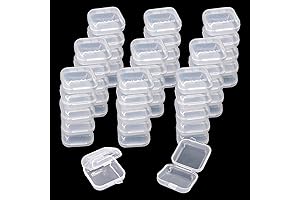 80 Mini Clear Plastic Jewelry Box with Hinged Lids Clear 1.38 x...