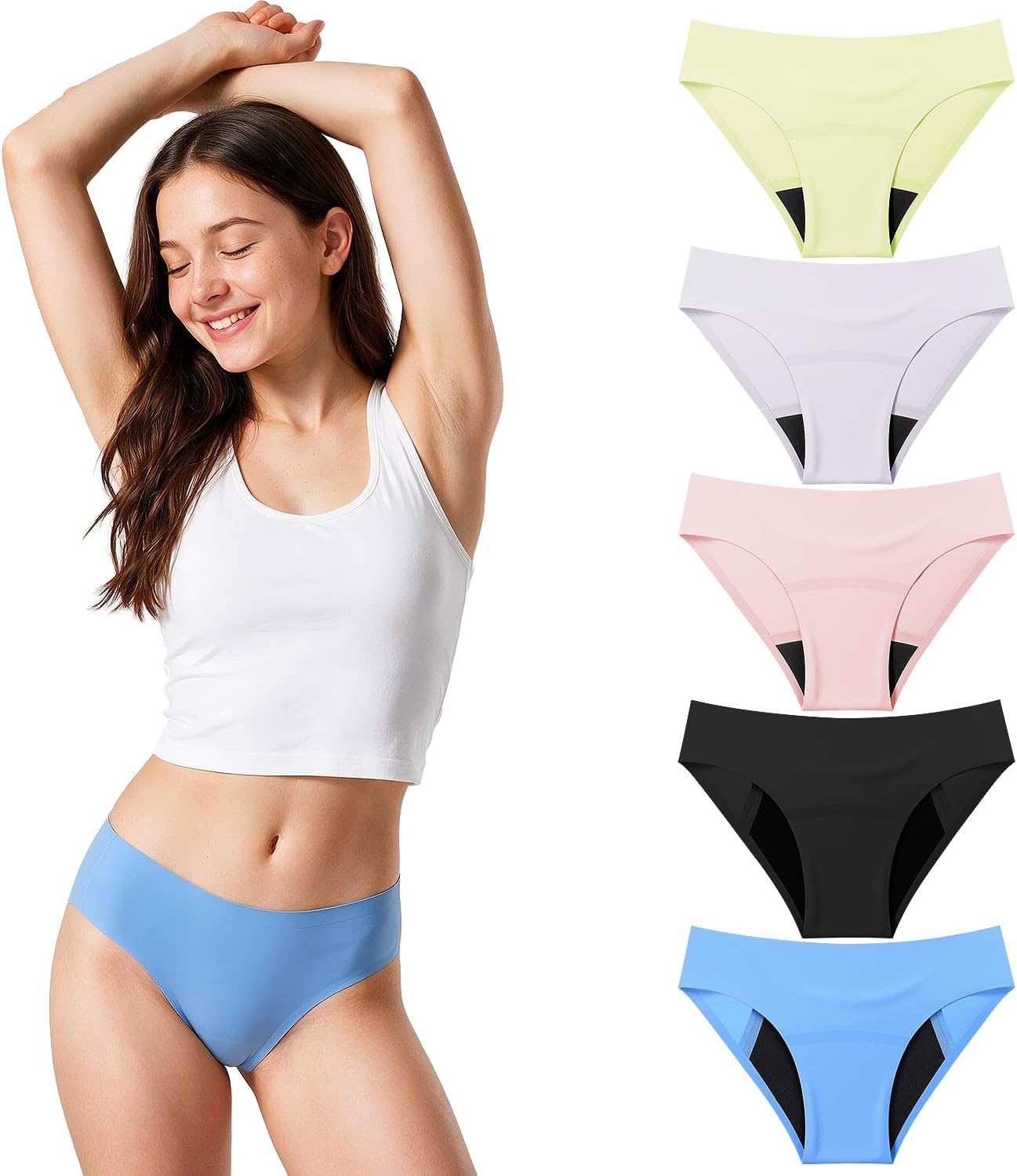 Teen Girls Leakproof Underwear Seamless Leak proof Panties Day/Night Use