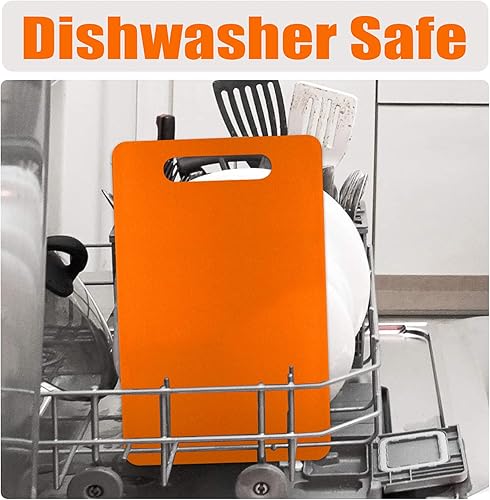 Miniatura 5 de Fotouzy Tabla de cortar de plástico con asas, material PP seguro para alimentos, sin BPA, apta para lavavajillas, tabla de cortar gruesa, tamaño