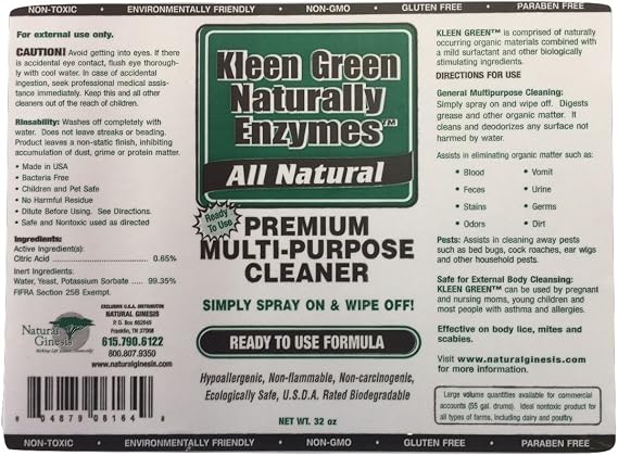 Kleen Green Naturally - 32 oz Pre-Mixed Formula