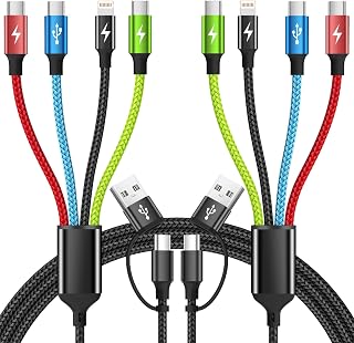 4 in 2 Multi Charging Cable [2Pack 5FT], USB C Splitter with 3 Type-c/1IP, Chargers for Multiple Devices, Compatible with Most Cell Phones/Tablets and More