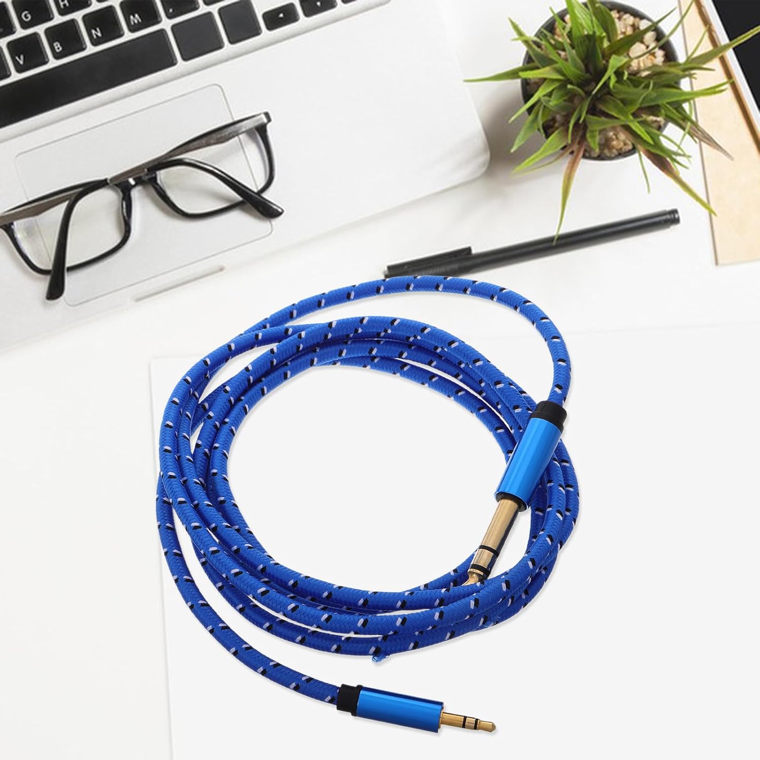 3.5mm to 6.5mm Male to Male Guitar Audio Cable 2m Blue Instrument Cord for Electric Guitar, Keyboard, Amplifier, Mixer, and Speaker Connection image 4