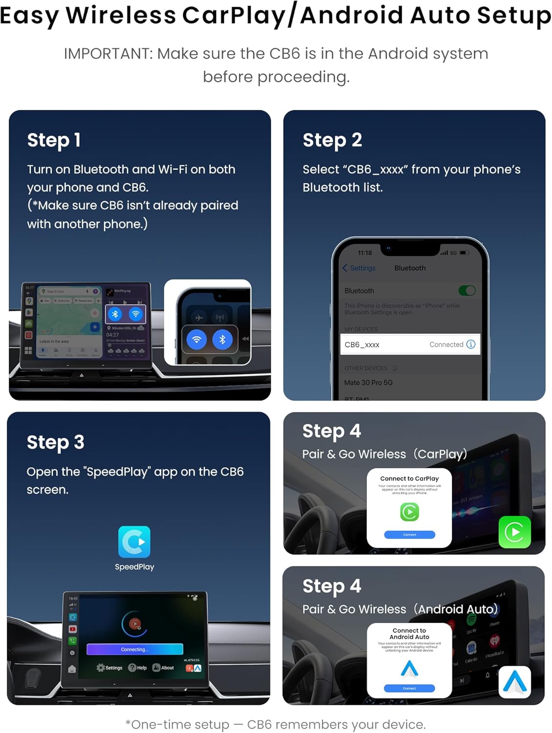 Magic Box CarPlay & Wireless Android Auto Adapter, Full Android OS, Built-in 4G LTE, AI Box Adapter, Plug & Play, Drivechat with AI Skills, WiFi, Bluetooth, Fits for OEM Wired CarPlay Cars
