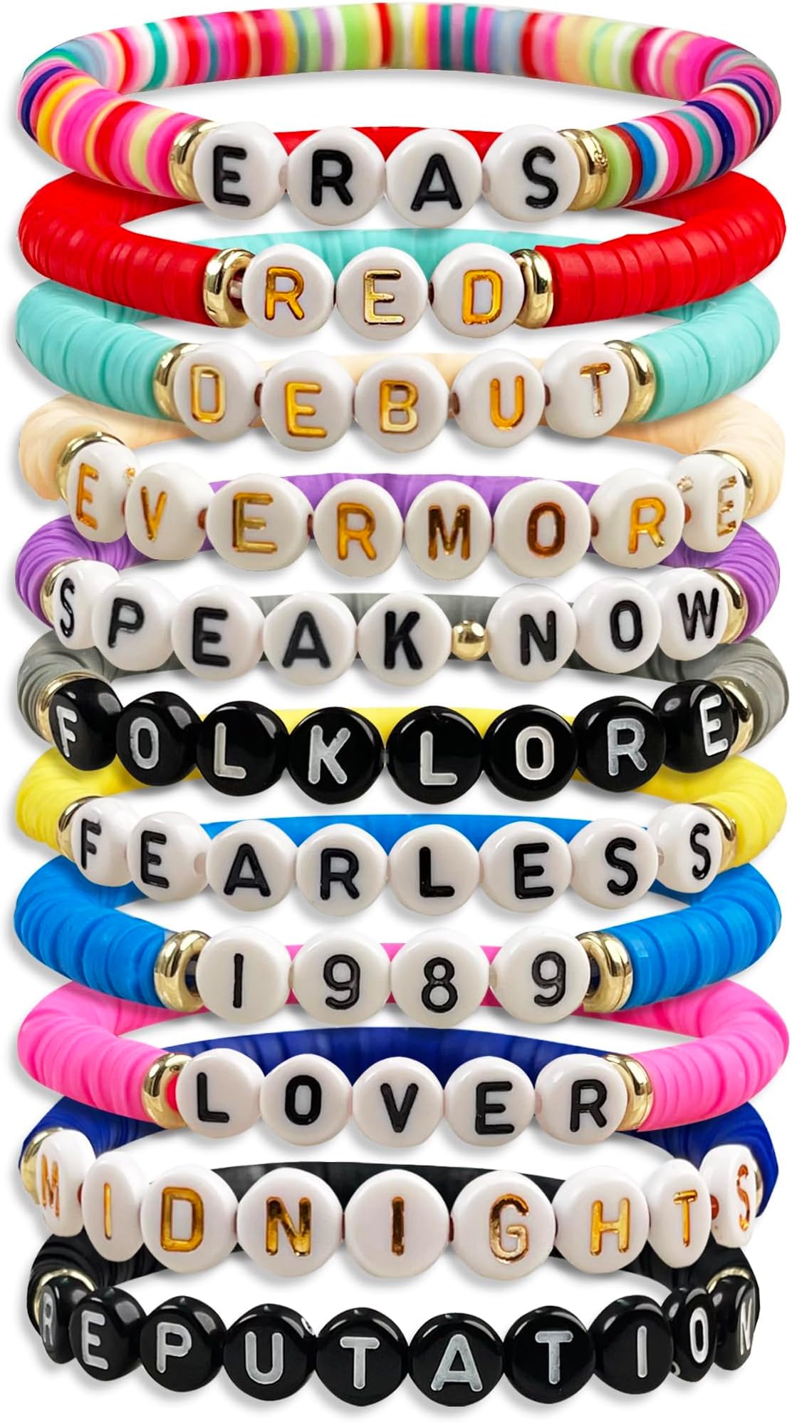 COOLive Inspired Friendship Bracelets Set for Kids, Girls, Women - Merchandise, Preppy Lover Gifts, Speak & 1989 Vinyl Outfit Jewelry, Album Party Pop Star Fan Gift