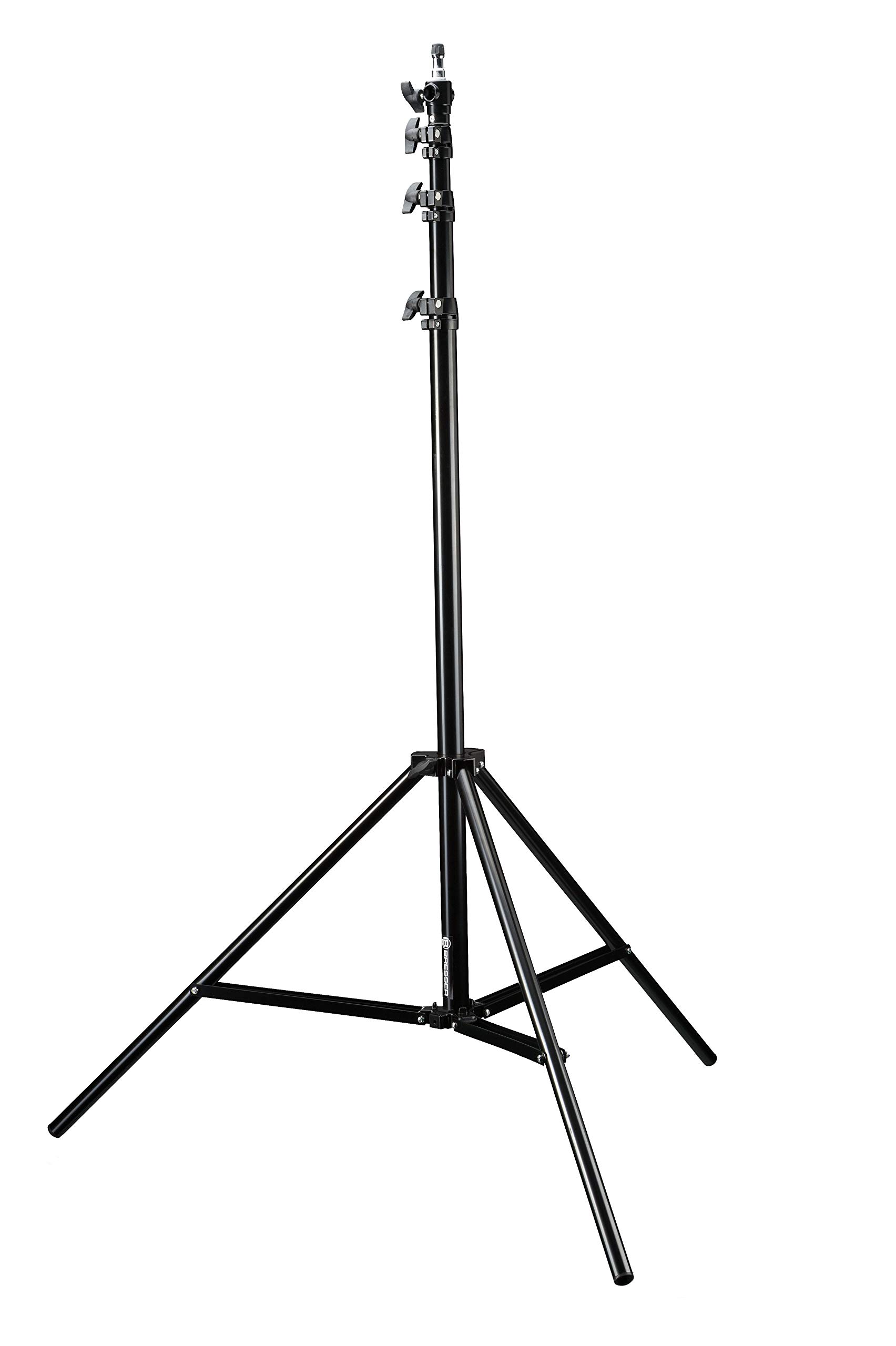 Bresser BR-TP400R Stativo 400cm per Flash da studio / Luce continua | Alluminio, altezza regolabile da 134 a 400 cm, chiuso 118 cm, 4 sezioni, adattatore spigot da 1/4 e 3/8 pollice