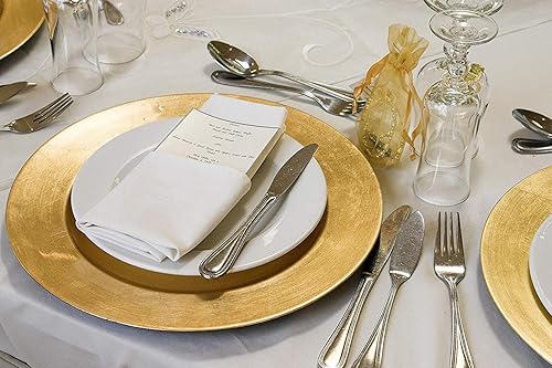 Miniatura 4 de Tiger Chef Platos de base redondos, dorados metálicos, de 13 pulgadas. Juego de 2, 4, 6, 12 o 24 platos (paquete de 12 unidades)