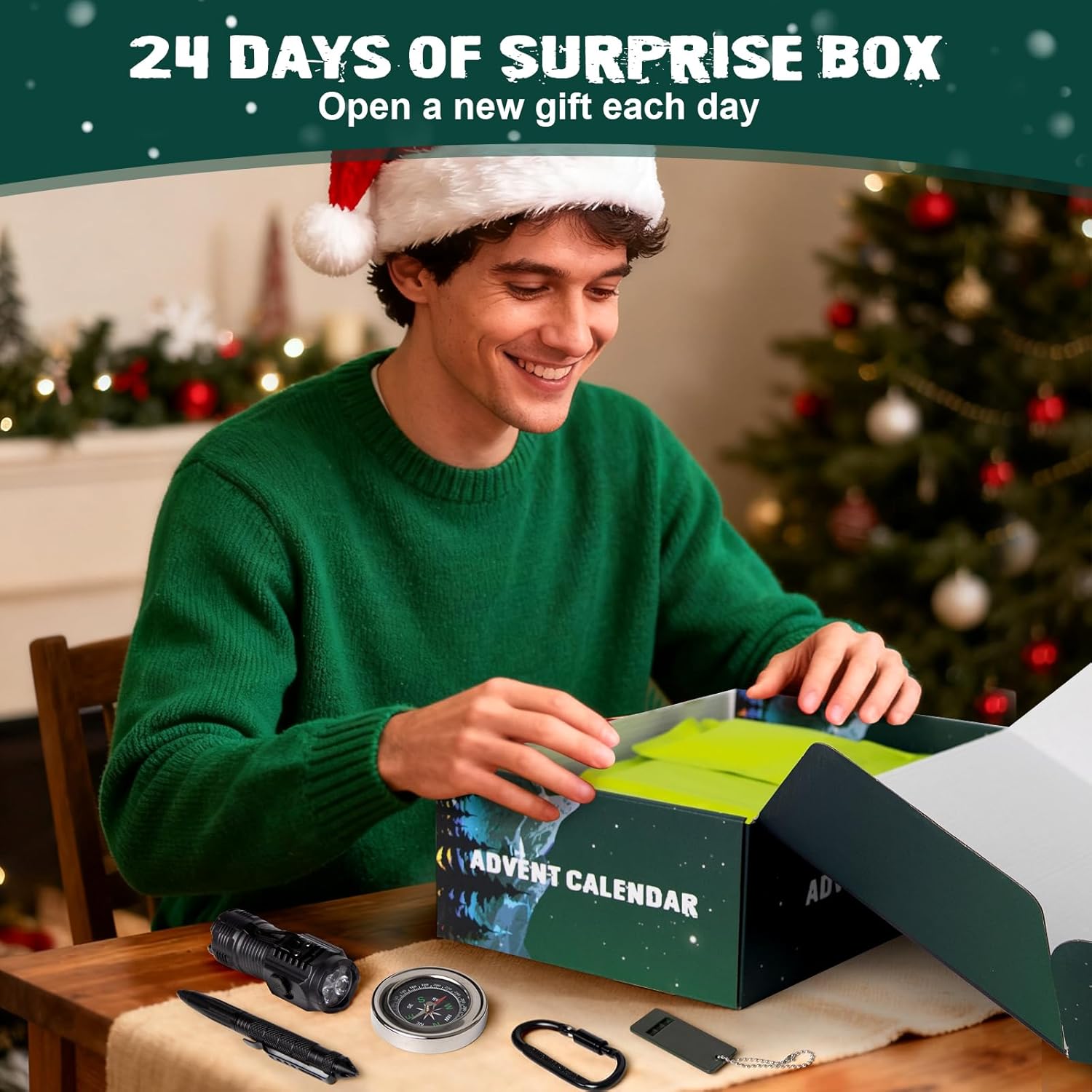 Survival Kit Advent Calendar 2025, 24 Days Christmas Countdown for Camping Fishing Hiking Adventures Xmas Holiday Surprise for Outdoor Enthusiasts Adult Men Teen Boys - Image 8