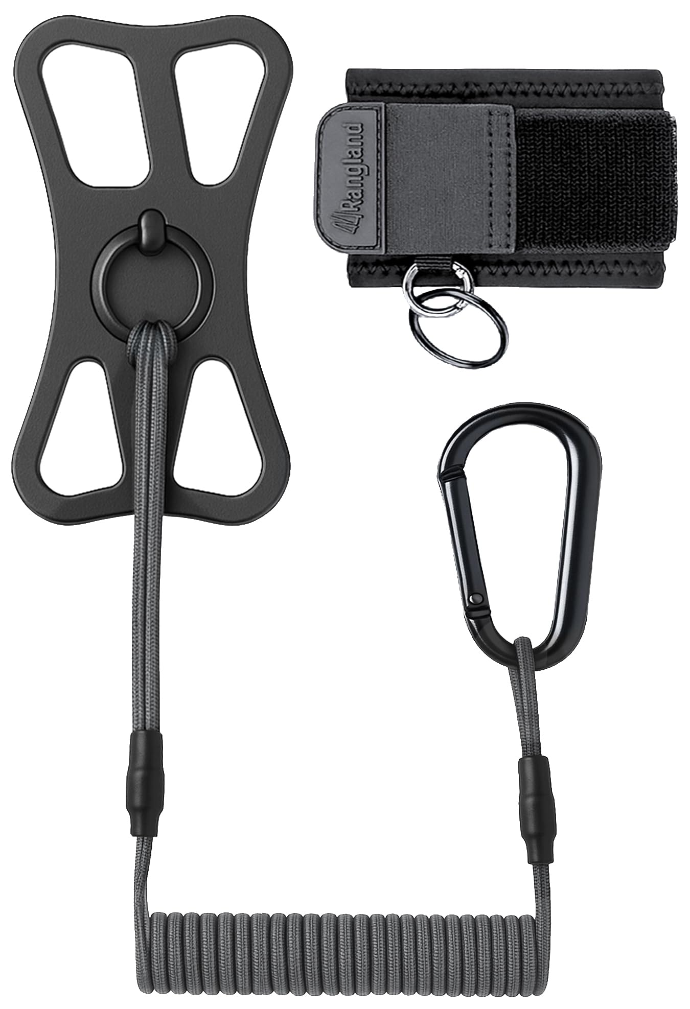 Rangland Unisex Gray Activ-X Cell Phone Tether And Carabiner With Wrist Mount Included (Universal Size) Phone Lanyard With Bungee Cord