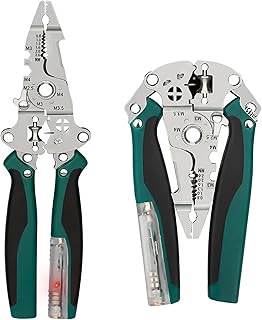 HUPLA 9 in 1 Plier with Tester Light | Multifunction Foldable Wire Cutter &amp; Wire Stripper | Wire Crimping Tool | Electric ...