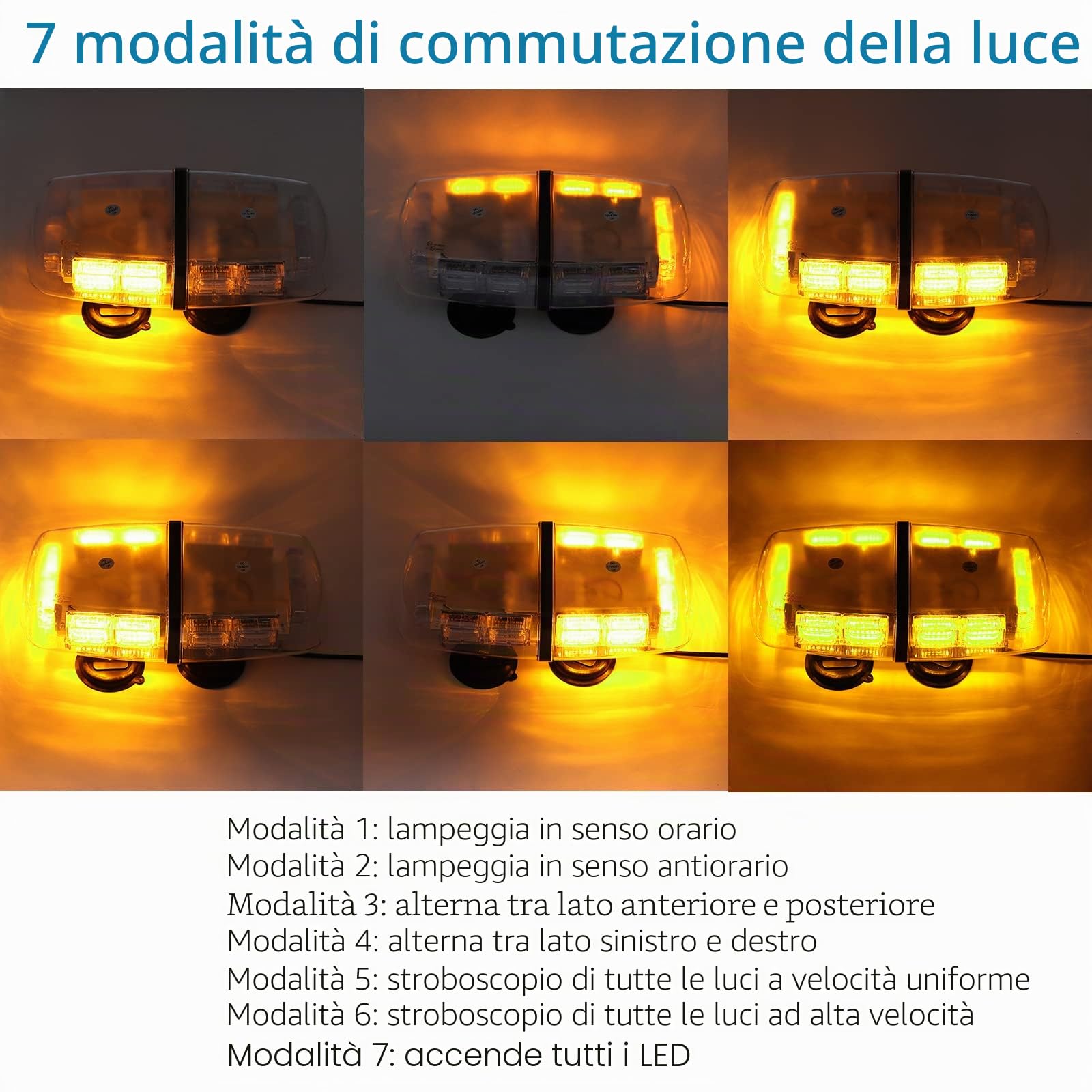 AUTOUTLET Luce stroboscopica LED barra di Emergenza 12/24V Luce stroboscopica a 72 LED con Base Magnetico Colore Ambra Luce di Avvertenza per Camion Auto Rimorchio
