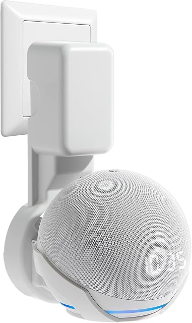 Dot 4th/5th Generation Wall Mount Holder, ZUOLACO Outlet Hanger for Dot 4th/5th Gen, Smart Speaker Stand, Space-Saving Dot 4 Accessories with Cable Management, White