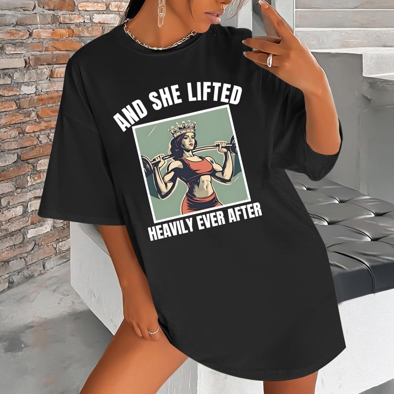 Funny Workout Shirts for Women Oversized Gym Tee Shirts Weightlifting Graphic Baggy T Shirt Gifts for Gym Lovers - Image 5