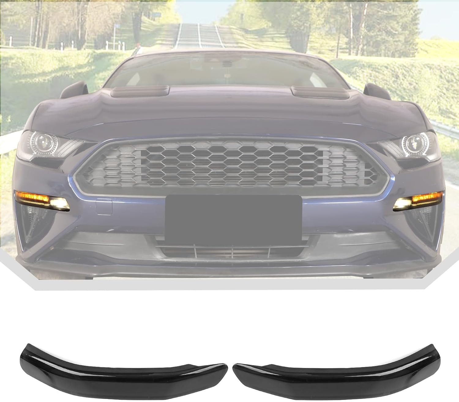 JeCar Smoked Front Fog Light Cover Trim Guards for 2018-2023 Ford Mustang