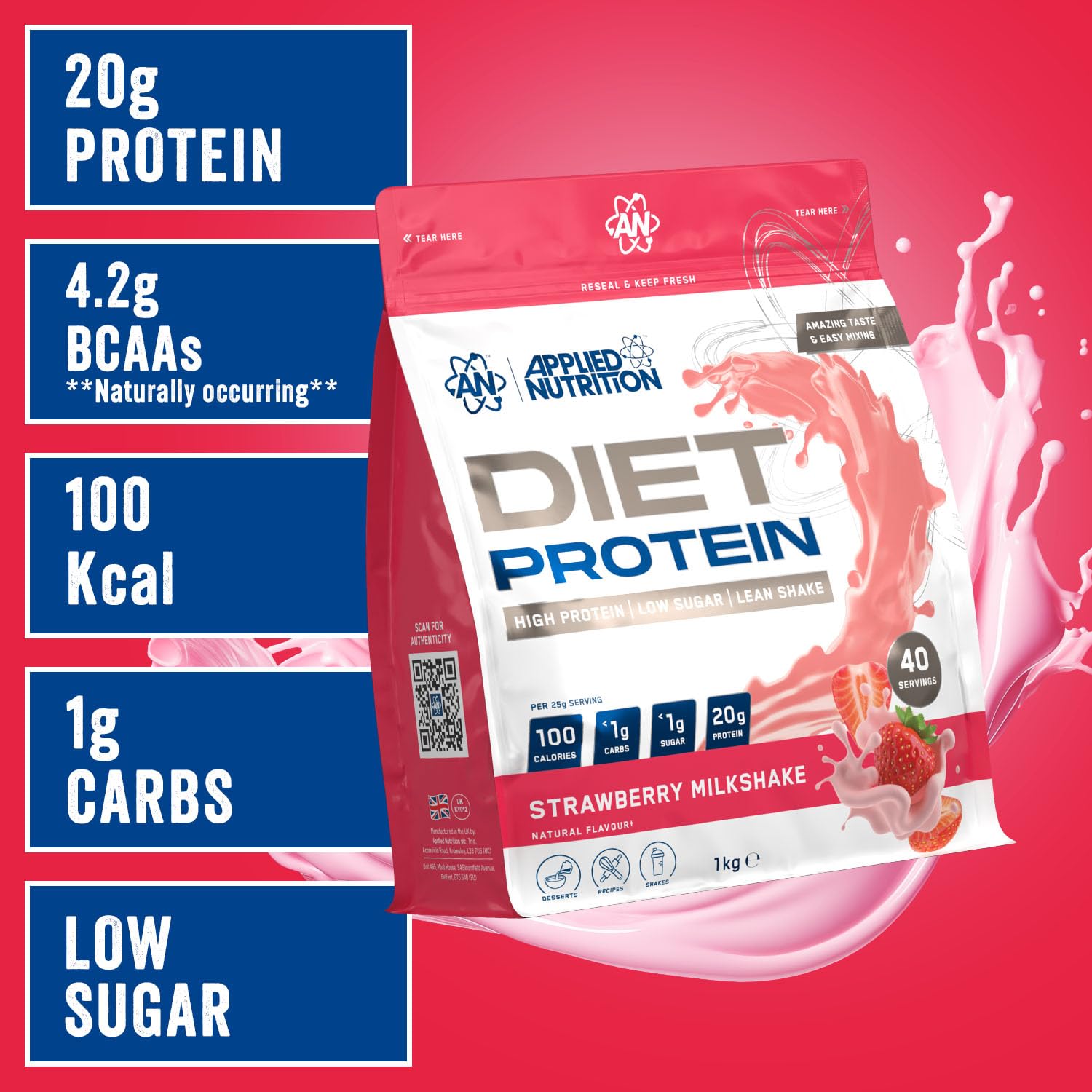 Applied Nutrition Diet Whey, Strawberry Milkshake (EAN 5056555205433) - 1000g