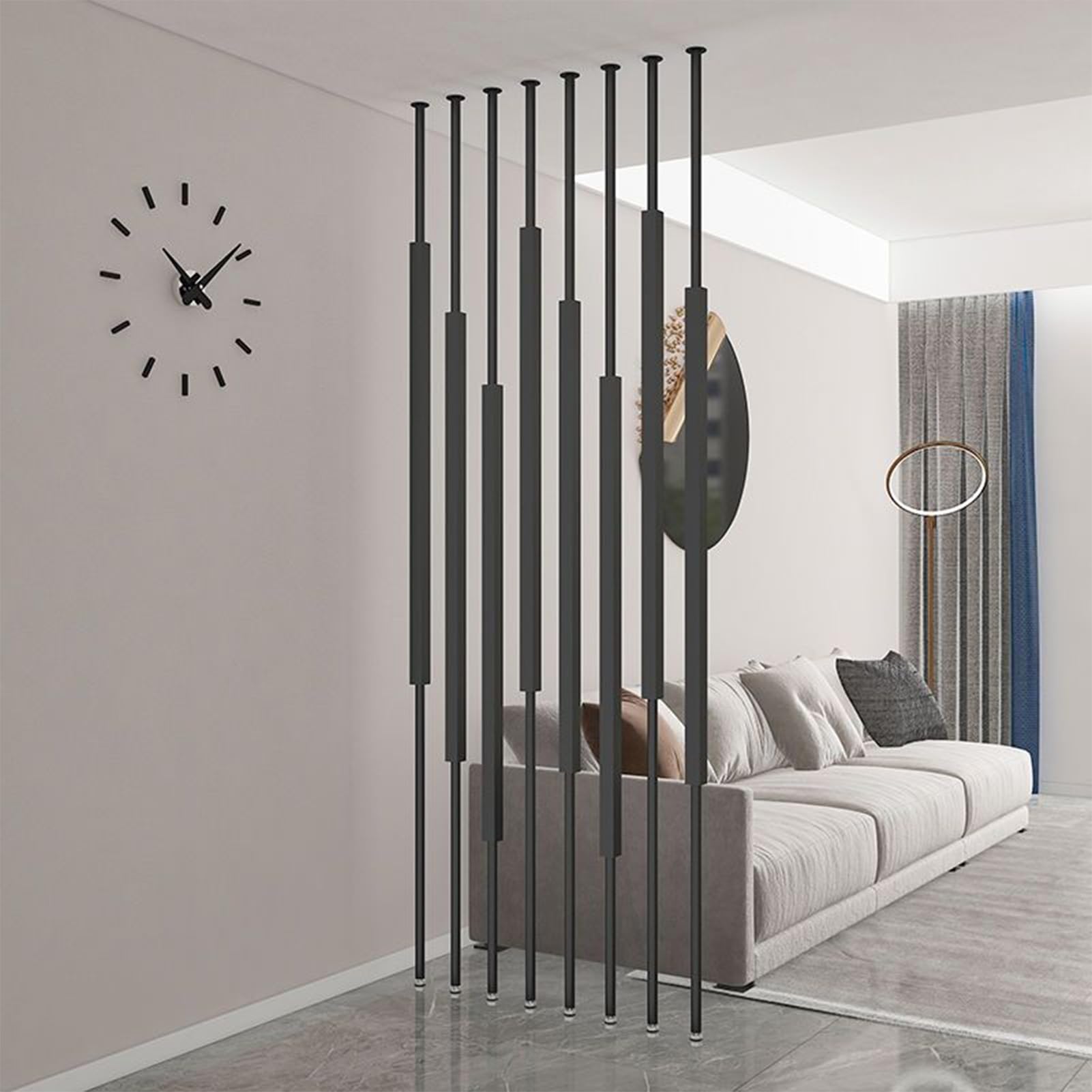 Biombo de privacidad independiente, separador de habitaciones, listones de metal, partición personalizable para decoración de oficina, balcón, restaurante