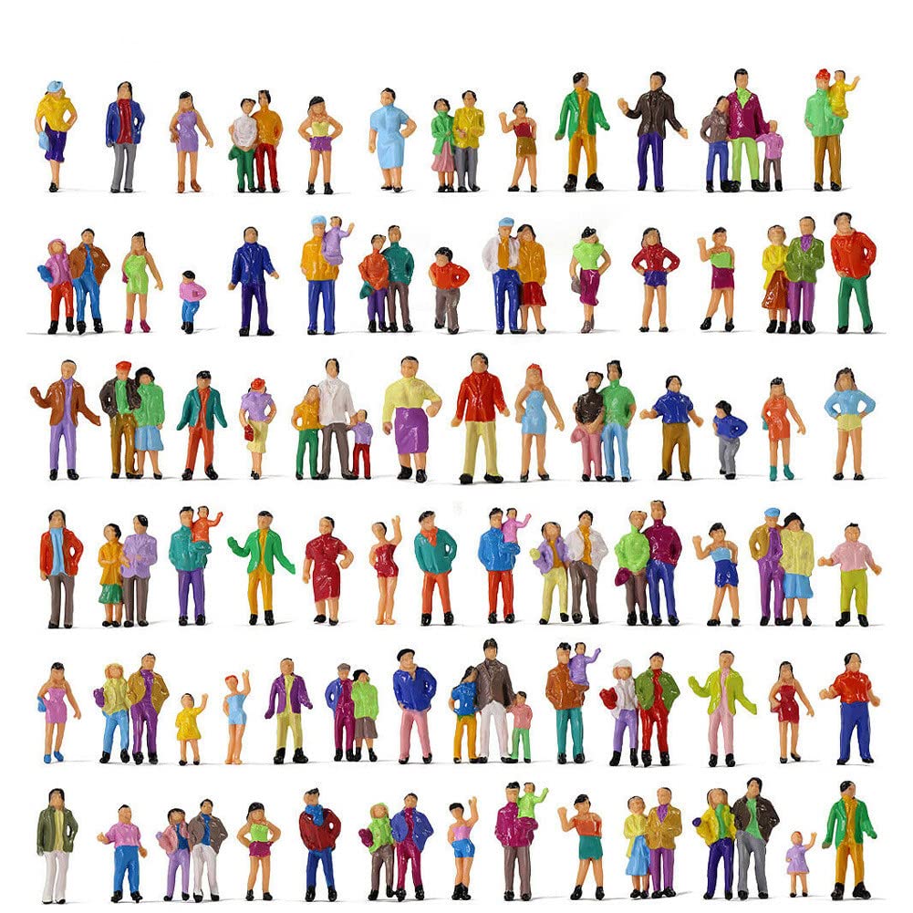 Buy 200PCS 187 Painted Figures HO Scale Standing People, Sitting Pose