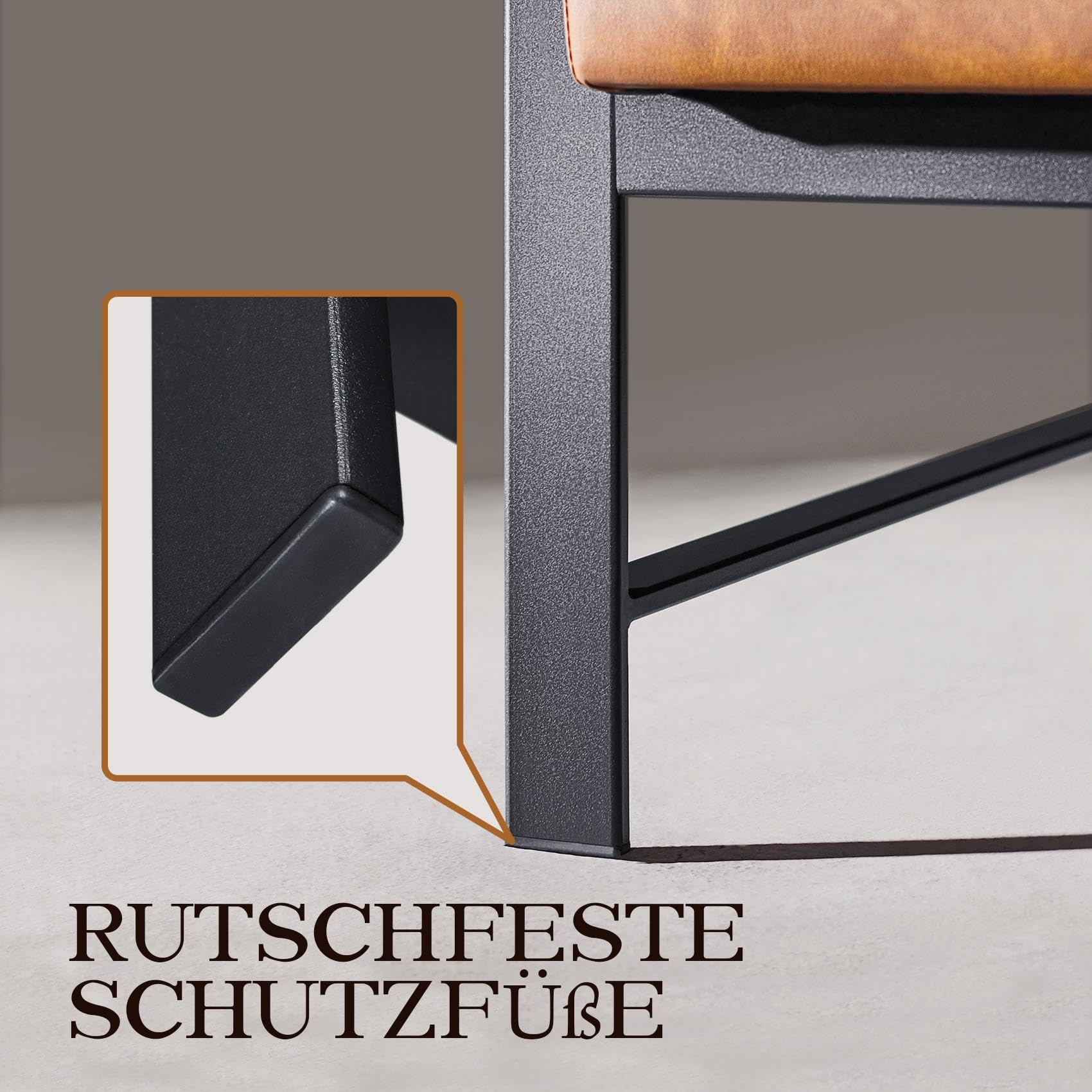 Yaheetech Retro Sessel Stuhl Lehnstuhl Relaxsessel mit Rückenlehne Einzelsessel mit Metallrahmen und Kunstleder, Hellbraun