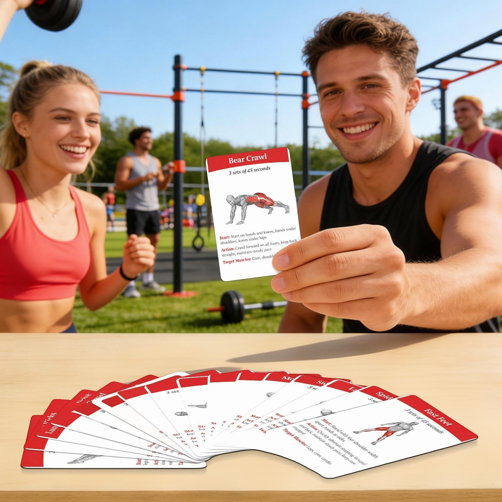 Generisch Trainingskarten | 36-teiliger hochauflösender Leitfaden | mit kraftaufbauenden Workout-Bildern - für Frauen, Männer, Anfänger, Fitnessstudio und Outdoor-Aktivitäten