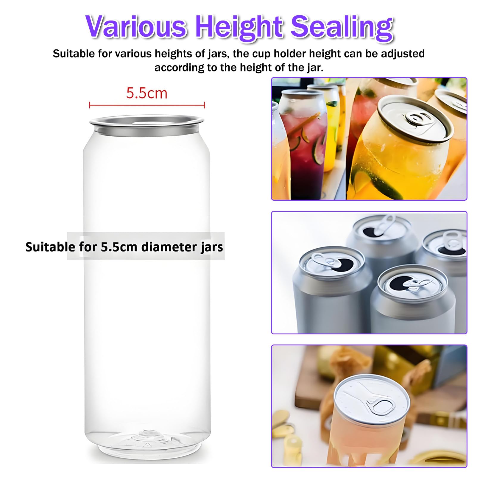 Machine à sceller Les Boissons, scelleuse Semi-Automatique de 55 mm avec Compteur, Temps de scellage de 4 à 6 Secondes pour Le thé Boba et Les boîtes de café glacé en Plastique Black-220V