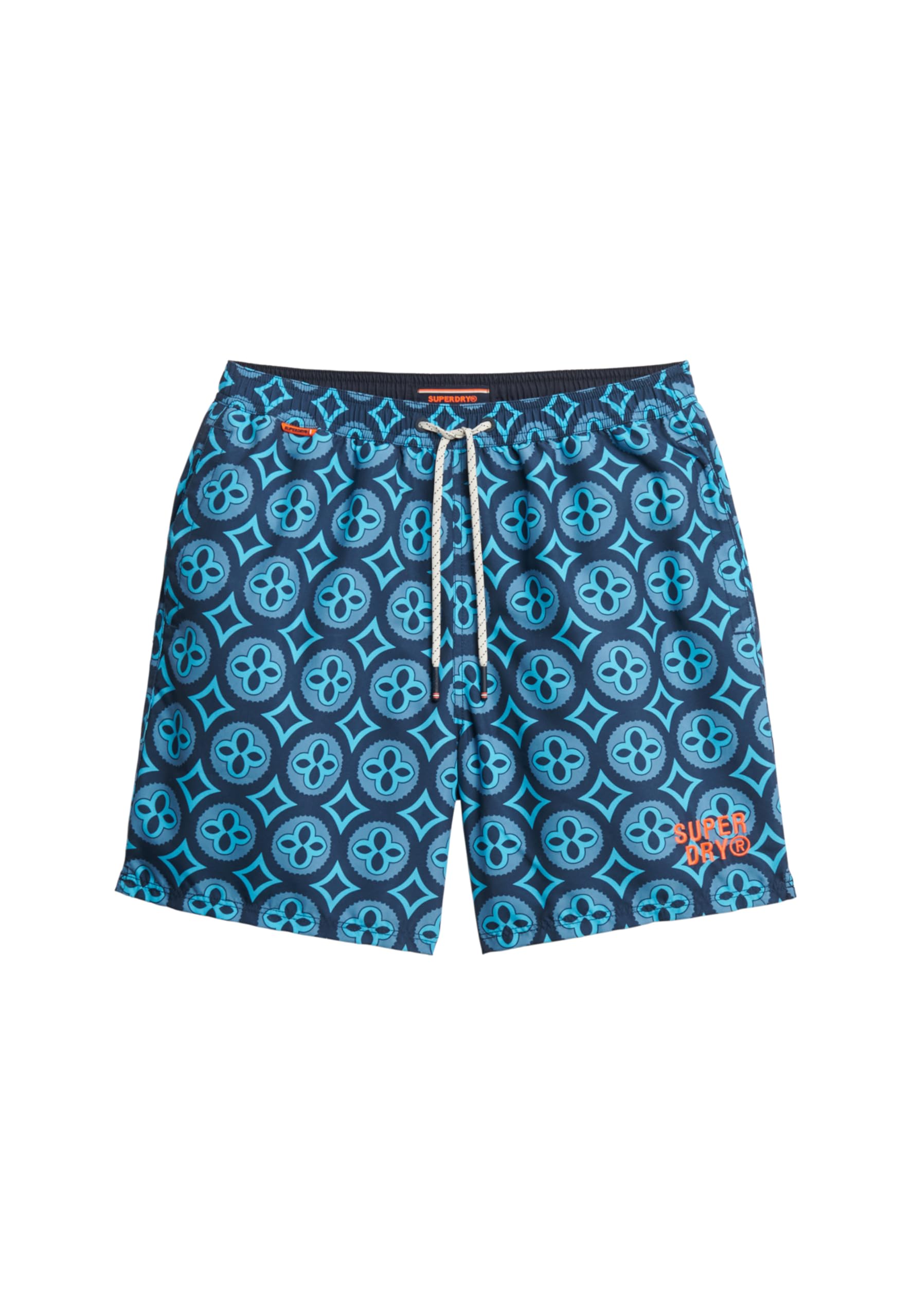 Superdry Herren Badeshorts Talavera Kachelprint Blau 43 cm