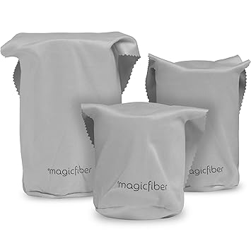 MagicFiber Microfiber Camera Lens Pouches (3 Pack) Ultra Soft Bags with Built-in Cloth for Cleaning and Storing Camera Lenses