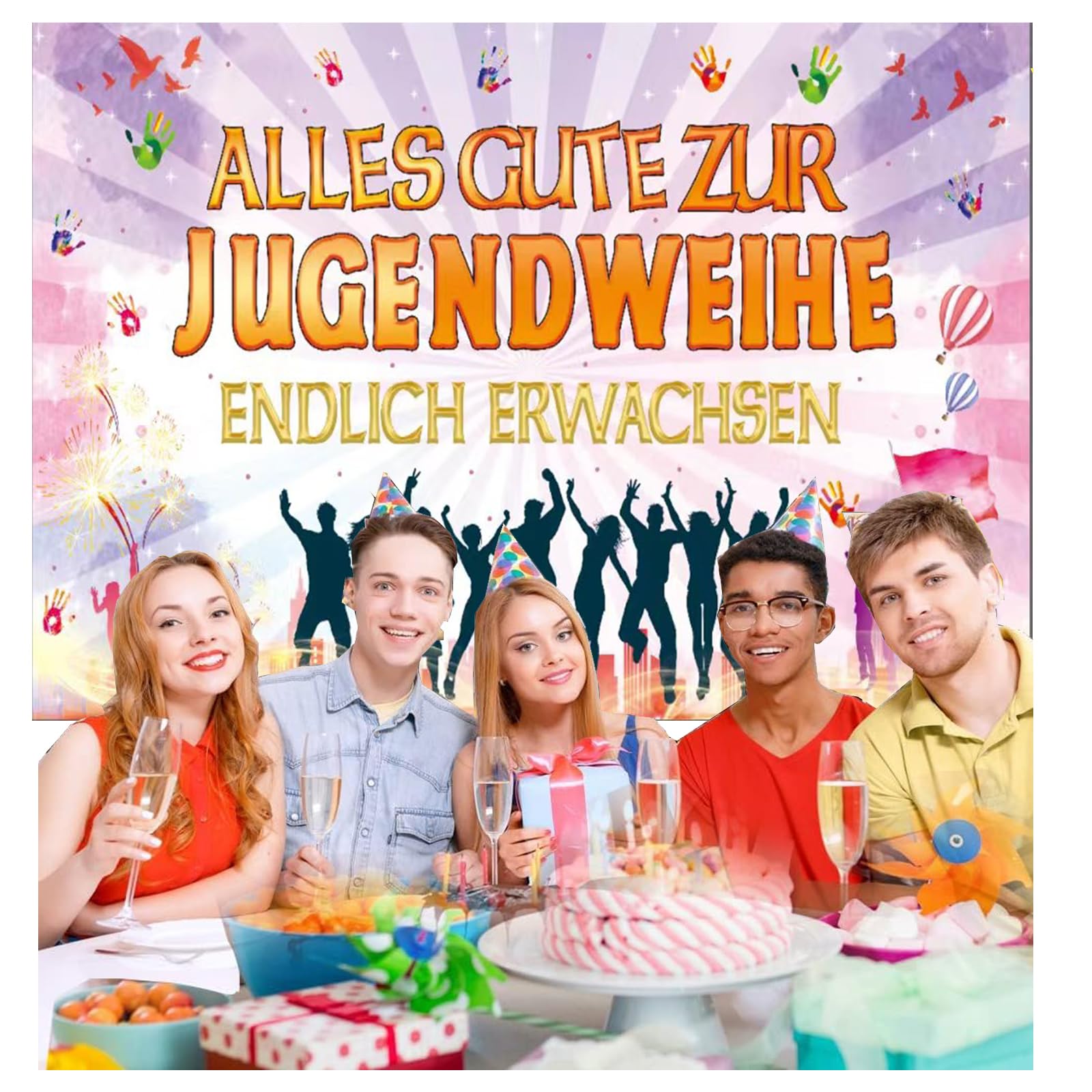 Bandierine Decorative Triangolari Verde Salvia Per Jugendweihe: Banner Con Scritta 'Alles Gute Zum Jugendweihe' Per Feste - 4