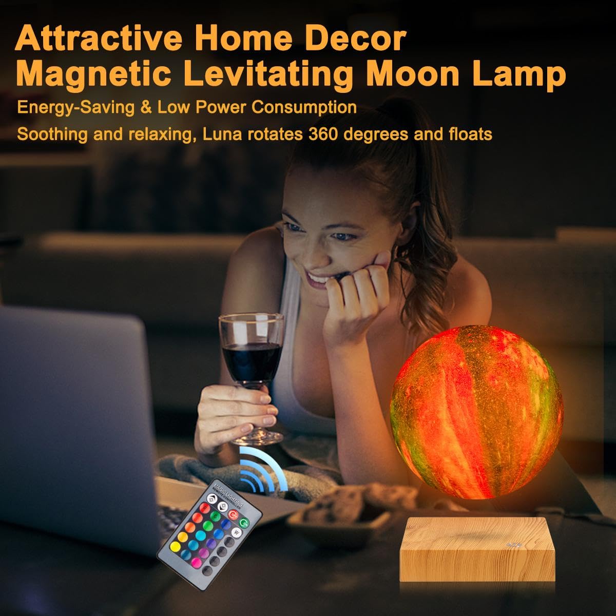 Schwebende Mondlampe, 16 Farben, schwebende Mondlampe, magnetische Schwebekugel-Lampe – Nachtlicht für Kinder, Raumbüro-Dekoration, kreative Geschenke, coole Gadgets