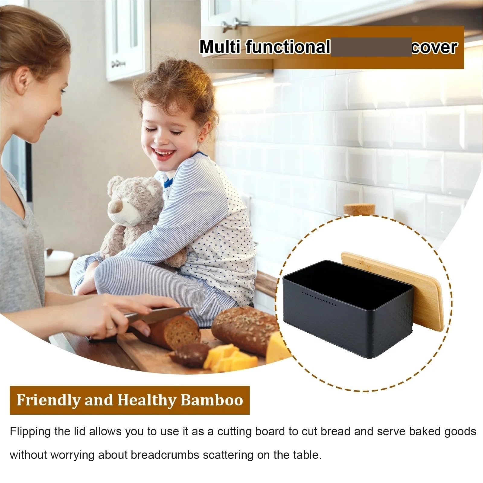Caja de pan con tapa madera Para Pan