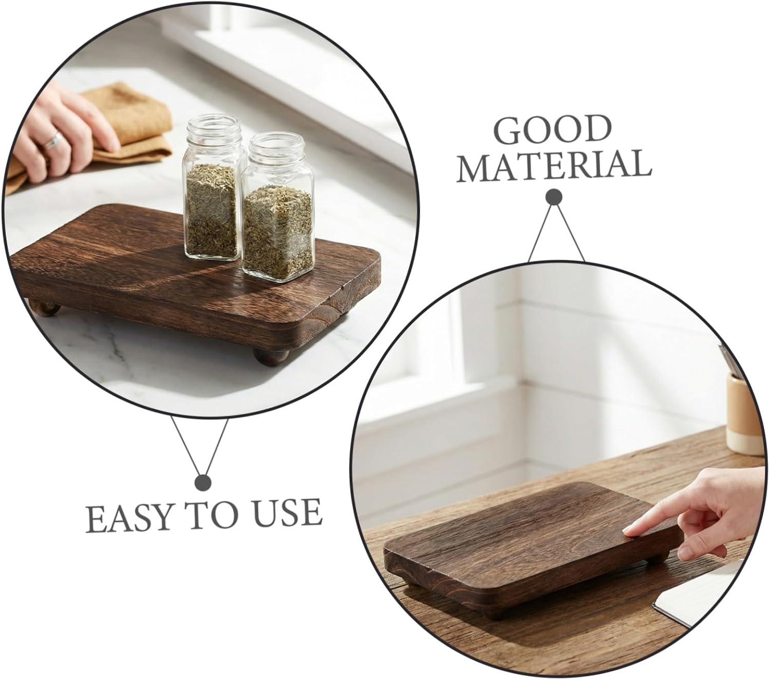 3pcs Wooden Display Stands for Bathroom or Kitchen Counter, Stackable Rectangular Pedestal Risers for Candles and Jewelry, Rustic Brown Wood Organizer for Vendor Events or Home